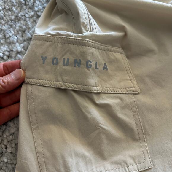 Men's YoungLA - Weightless Cargo Drawstring Shorts, L, NWT, Tan - Picture 3 of 5